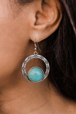 Paparazzi Mesa Mood - Blue Turquoise Stone - Silver Earrings - Fashion Fix / Trend Blend April 2019 - $5 Jewelry With Ashley Swint