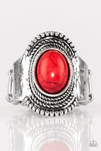 Load image into Gallery viewer, Paparazzi Modern Mesa - Red Stone - Antiqued Rope Texture - Silver Ring - $5 Jewelry With Ashley Swint