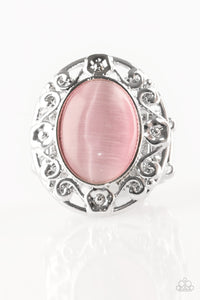 Paparazzi Moonlit Marigold - Pink - Moonstone - Filigree Swirls - Silver Ring - $5 Jewelry with Ashley Swint