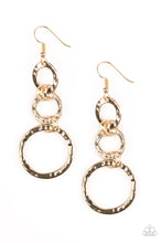 Load image into Gallery viewer, Paparazzi Radical Revolution - Gold - Hammered Shimmery Hoops - Earrings - $5 Jewelry With Ashley Swint