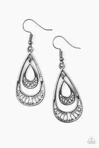 Paparazzi REIGNed Out - Black - Gunmetal Teardrop Earrings - $5 Jewelry With Ashley Swint