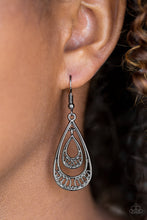Load image into Gallery viewer, Paparazzi REIGNed Out - Black - Gunmetal Teardrop Earrings - $5 Jewelry With Ashley Swint
