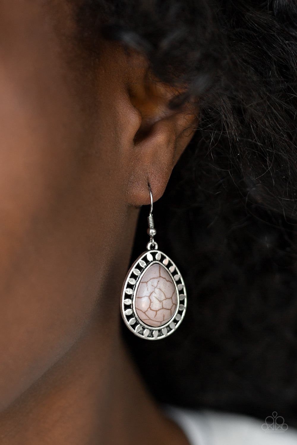 Paparazzi Sahara Serenity - Silver Stone - Earrings - $5 Jewelry With Ashley Swint