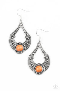 Paparazzi Sol Sonata - Orange Bead - Silver Earrings - $5 Jewelry With Ashley Swint