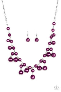 Paparazzi Soon To Be Mrs. - Purple Pearls - Necklace & Earrings - $5 Jewelry With Ashley Swint