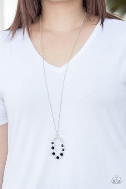 Paparazzi Spotlight Social - Blue Rhinestone - Silver Necklace & Earrings - $5 Jewelry With Ashley Swint