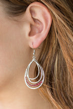 Load image into Gallery viewer, Paparazzi Start Each Day With Sparkle - Red - Rhinestones - Silver Earrings - $5 Jewelry With Ashley Swint