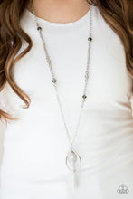 Load image into Gallery viewer, Paparazzi Teardroppin Tassels - Silver - Smoky Teardrop - Silver Chains Necklace and matching Earrings - $5 Jewelry With Ashley Swint