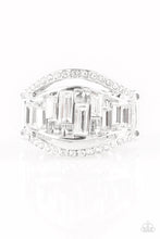 Load image into Gallery viewer, Paparazzi Treasure Chest Charm - White Rhinestones - Emerald Cut - Silver Ring - $5 Jewelry With Ashley Swint