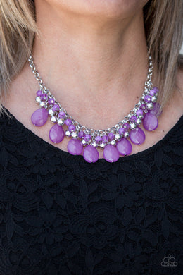 Paparazzi Trending Tropicana - Purple - Beads - Teardrop - Bold Interlocking Silver Chains Necklace - $5 Jewelry With Ashley Swint