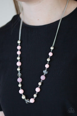 Paparazzi Weekend Getaway - Pink - and Silver Beads - Silver Chain Necklace & Earrings - $5 Jewelry With Ashley Swint