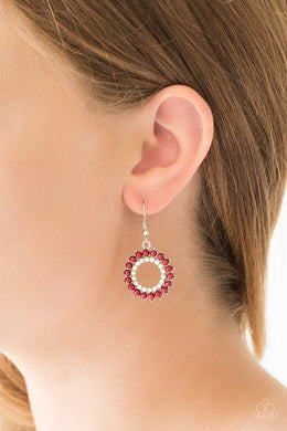 Paparazzi Wreathed in Radiance - Red Pearls - White Rhinestones - Hoop Earrings - $5 Jewelry With Ashley Swint