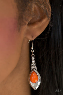 Paparazzi You Know HUE - Orange - White Rhinestones - Silver Earrings - $5 Jewelry With Ashley Swint