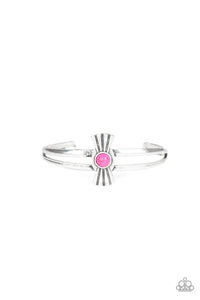 Paparazzi Adobe Sunset - Pink Stone - Silver Cuff Bracelet - $5 Jewelry with Ashley Swint