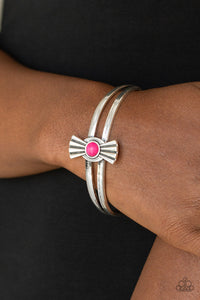 Paparazzi Adobe Sunset - Pink Stone - Silver Cuff Bracelet - $5 Jewelry with Ashley Swint