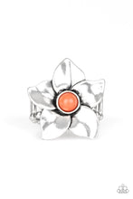 Load image into Gallery viewer, Paparazzi Ask For Flowers - Orange / Coral Beaded Center - Silver Petals - Ring - $5 Jewelry with Ashley Swint