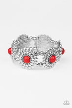 Load image into Gallery viewer, Paparazzi Bountiful Blossoms - Red - Silver Stretchy Band Bracelet - $5 Jewelry with Ashley Swint