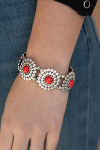 Paparazzi Bountiful Blossoms - Red - Silver Stretchy Band Bracelet - $5 Jewelry with Ashley Swint
