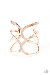 Paparazzi Crossing The Finish Line - Rose Gold - Hammered Shimmer Cuff Bracelet - $5 Jewelry with Ashley Swint