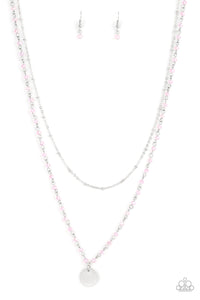 Paparazzi Dainty Demure - Pink - Beaded Strand Shimmery Layers - Necklace & Earrings - $5 Jewelry with Ashley Swint