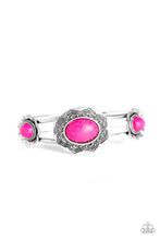 Load image into Gallery viewer, Paparazzi Desert Eden - Pink Stone - Silver Hinged Bracelet - $5 Jewelry with Ashley Swint