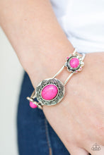 Load image into Gallery viewer, Paparazzi Desert Eden - Pink Stone - Silver Hinged Bracelet - $5 Jewelry with Ashley Swint