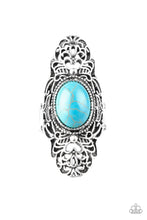 Load image into Gallery viewer, Paparazzi Ego Trippin - Blue Turquoise Stone - Silver Filigree Ring - $5 Jewelry with Ashley Swint