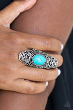 Load image into Gallery viewer, Paparazzi Ego Trippin - Blue Turquoise Stone - Silver Filigree Ring - $5 Jewelry with Ashley Swint