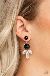 Paparazzi Extra Elite - Black - White Rhinestones - Double Sided Earrings - $5 Jewelry with Ashley Swint