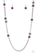 Load image into Gallery viewer, Paparazzi Fashion Fad - Purple Beads - Gunmetal Beads - Gunmetal Chain Necklace and matching Earrings - $5 Jewelry With Ashley Swint