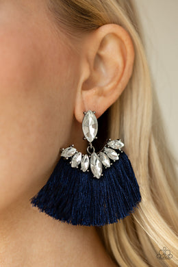 Paparazzi Formal Flair - Blue - Thread / Fringe - Rhinestones - Post Earrings - $5 Jewelry with Ashley Swint