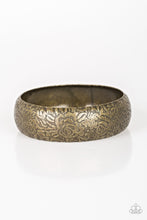 Load image into Gallery viewer, Paparazzi Garden Villa - Brass - Embossed Thick Bangle Bracelet - $5 Jewelry with Ashley Swint