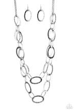 Load image into Gallery viewer, Paparazzi Glimmer Goals - Black Hammered Gunmetal Hoops - Necklace and matching Earrings - $5 Jewelry With Ashley Swint