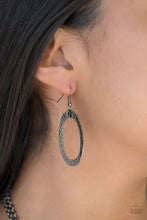 Load image into Gallery viewer, Paparazzi Glimmer Goals - Black Hammered Gunmetal Hoops - Necklace and matching Earrings - $5 Jewelry With Ashley Swint