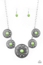 Load image into Gallery viewer, Paparazzi Hey, SOL Sister - Green Bead - Sunburst Silver Necklace &amp; Earrings - $5 Jewelry With Ashley Swint