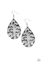 Load image into Gallery viewer, Paparazzi Hustle and Bustle - Black Rhinestones - Silver Teardrop Earrings - $5 Jewelry With Ashley Swint