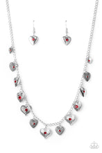 Load image into Gallery viewer, Paparazzi Lovely Lockets - Red - Silver Hearts - Necklace &amp; Earrings - $5 Jewelry with Ashley Swint