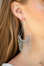Load image into Gallery viewer, Paparazzi Making a CHAINge - White Rhinestones - Fringe Silver Earrings - $5 Jewelry With Ashley Swint