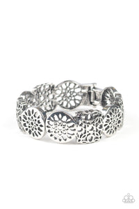 Paparazzi Mandala Mixer - Silver - Antiqued Mandala Frames - Stretchy Band Bracelet - $5 Jewelry with Ashley Swint