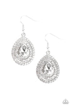 Load image into Gallery viewer, Paparazzi Millionaire Debonair - White Rhinestones - Silver Teardrop Earrings - $5 Jewelry With Ashley Swint