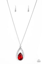 Load image into Gallery viewer, Paparazzi Notorious Noble - Red Teardrop Gem - White Rhinestones - Necklace &amp; Earrings - $5 Jewelry with Ashley Swint