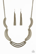 Load image into Gallery viewer, PRE-ORDER - Paparazzi Palm Springs Pharaoh - Brass - Necklace &amp; Earrings - $5 Jewelry with Ashley Swint
