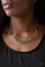 Load image into Gallery viewer, PRE-ORDER - Paparazzi Palm Springs Pharaoh - Brass - Necklace &amp; Earrings - $5 Jewelry with Ashley Swint