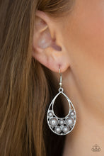 Load image into Gallery viewer, Paparazzi Pearl Pop - Silver Pearls - Teardrop Earrings - $5 Jewelry With Ashley Swint