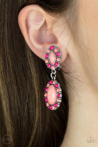 PRE-ORDER - Paparazzi Positively Pampered - Orange Coral - Clip On Earrings - $5 Jewelry with Ashley Swint