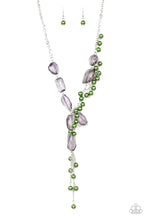 Load image into Gallery viewer, Paparazzi Prismatic Princess - Green - Faceted Smoky Gems - Silver Necklace &amp; Earrings - $5 Jewelry With Ashley Swint