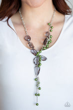 Load image into Gallery viewer, Paparazzi Prismatic Princess - Green - Faceted Smoky Gems - Silver Necklace &amp; Earrings - $5 Jewelry With Ashley Swint