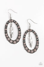 Load image into Gallery viewer, Paparazzi Put Up A FLIGHT - Silver Gray Stones - Feather Charm  - Hoop Earrings - $5 Jewelry With Ashley Swint