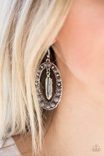 Load image into Gallery viewer, Paparazzi Put Up A FLIGHT - Silver Gray Stones - Feather Charm  - Hoop Earrings - $5 Jewelry With Ashley Swint
