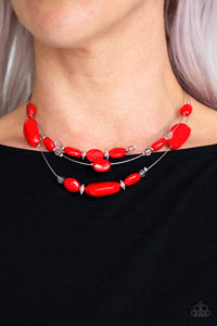 Paparazzi Radiant Reflections - Red - Fauceted Beads - Invisible Wires Necklace & Earrings - $5 Jewelry with Ashley Swint